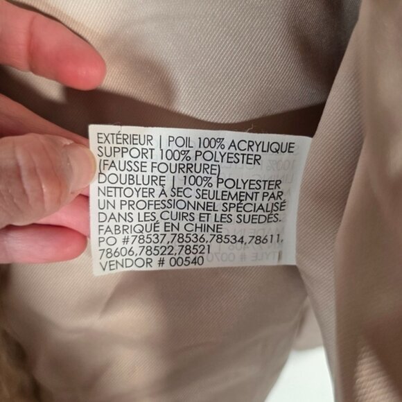 Club Monaco Women's Faux Fur Open Front Vest Beige Size Small - Picture 6 of 8